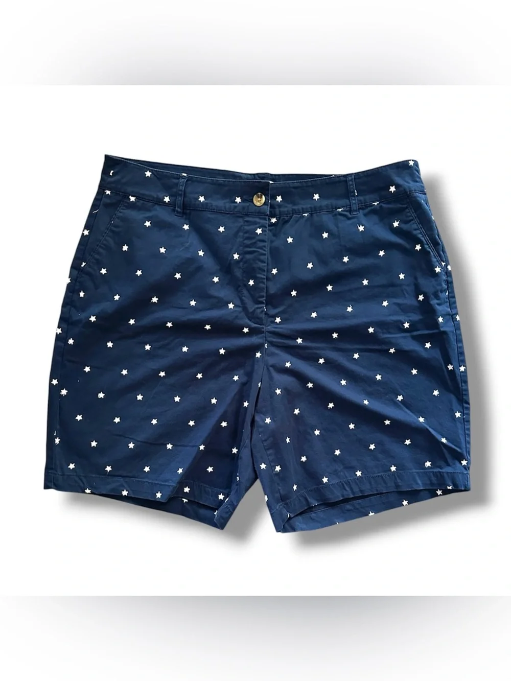 Kim Rogers Navy Blue Star Embroidered Shorts Women's Plus Size 18 Patriotic